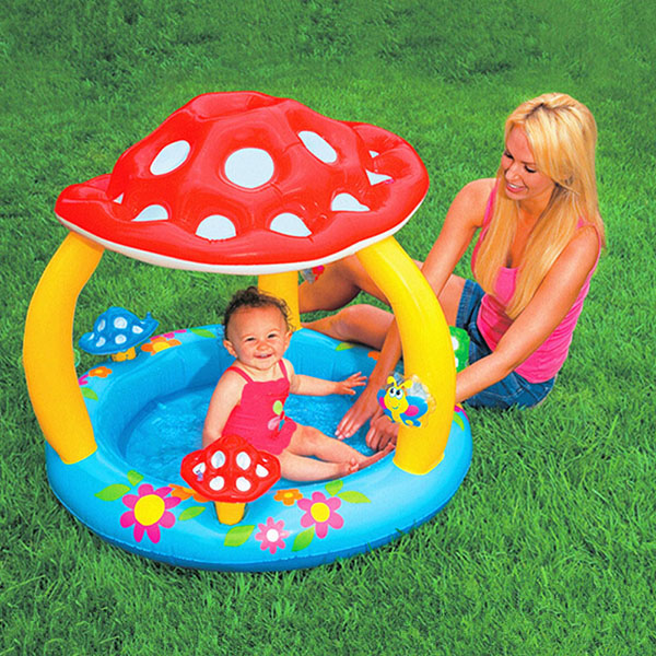 Pilz Schatten Aufblasbarer Kiddie Pool mit Abdeckung